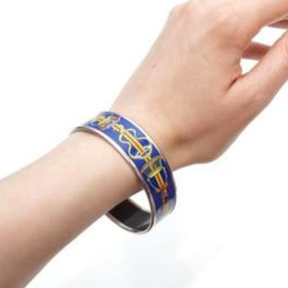 Authentic Hermes Silver Trim Enamel Bracelet 65 - Picture 7 of 8